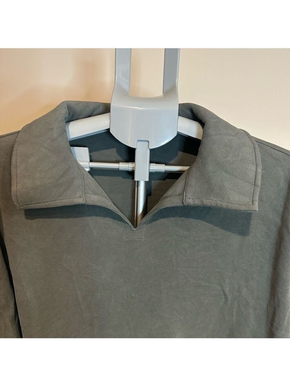 Lululemon Softstreme Pique Oversized Long Sleeve Polo Shirt Palm Deco Green L - Picture 10 of 11